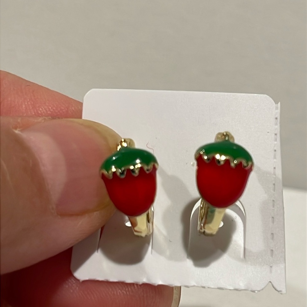 High-quality gold-plated strawberry hoop earrings